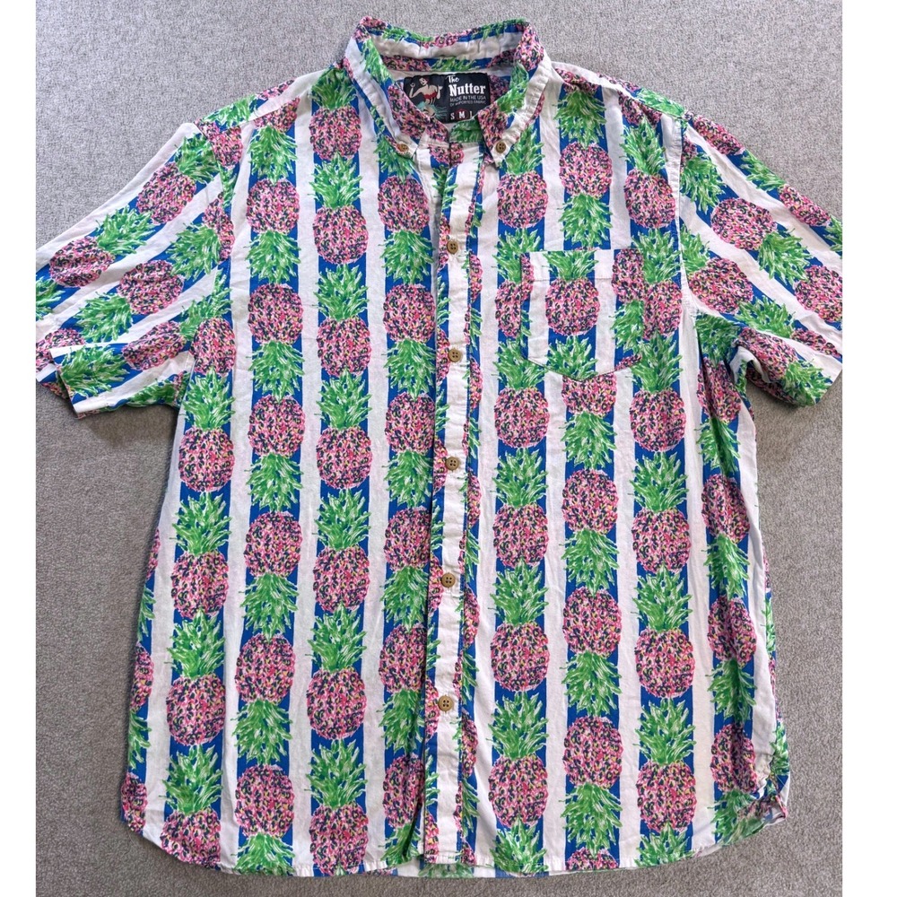 The Nutter Pineapple Shirt Mens M Made USA Hawaiian Novelty Button Up‎ Retro